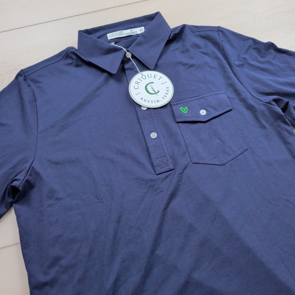 NEW Criquet Performance Players Polo Shirt Mens M Navy Blue Pima Cotton Blend